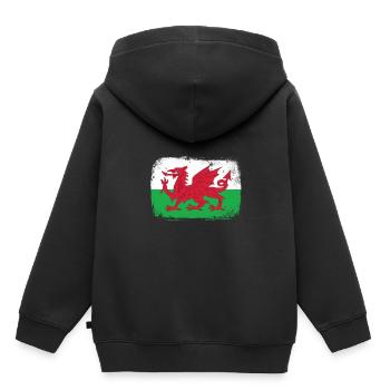 Pays de Galles - Sweat Premium à capuche enfant bio - noir - Dos - AI Model Kid Male (0cm)