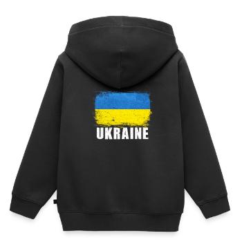 Ukraine - Sweat Premium à capuche enfant bio - noir - Dos - AI Model Kid Male (0cm)