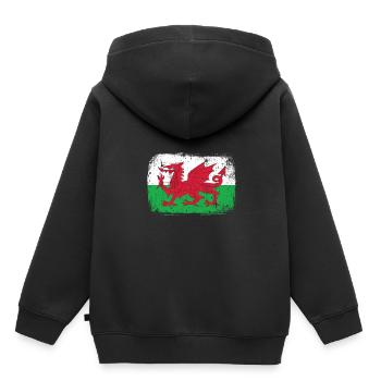 Wales Patriot - Kinder Premium Organic Hoodie - Schwarz - Hinten - AI Model Kid Male (0cm)