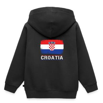 Kroatien - Kinder Premium Organic Hoodie - Schwarz - Hinten - AI Model Kid Male (0cm)