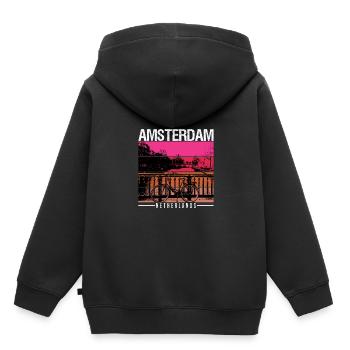 Amsterdam - Sweat Premium à capuche enfant bio - noir - Dos - AI Model Kid Male (0cm)