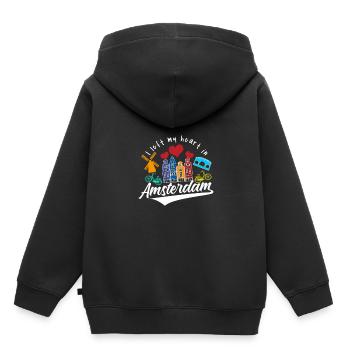 Amsterdam Windmühle Fahrrad Altstadt - Kinder Premium Organic Hoodie - Schwarz - Hinten - AI Model Kid Male (0cm)