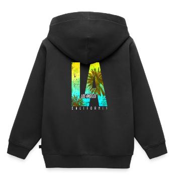 Los Angeles LA - Kids Premium Organic Hoodie - black - Back - AI Model Kid Male (0cm)