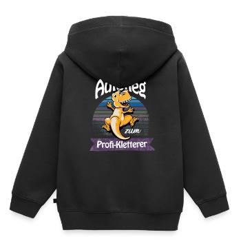 süßer Dino klettern Kletterer lustiger Spruch Berg - Kinder Premium Organic Hoodie - Schwarz - Hinten - AI Model Kid Male (0cm)