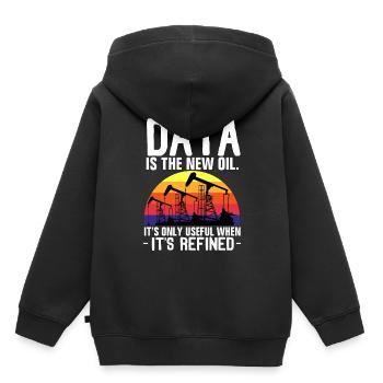 Huile de données - Sweat Premium à capuche enfant bio - noir - Dos - AI Model Kid Male (0cm)
