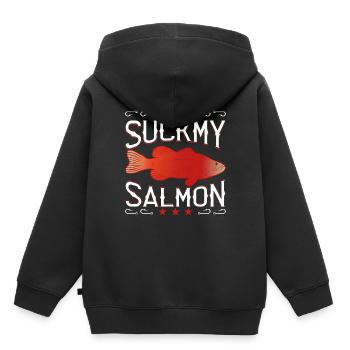 Sockeye Salmon's Pun - Kids Premium Organic Hoodie - black - Back - AI Model Kid Male (0cm)