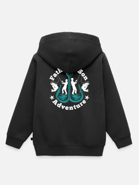 Vater Sohn Fischen - Kinder Premium Organic Hoodie - Schwarz