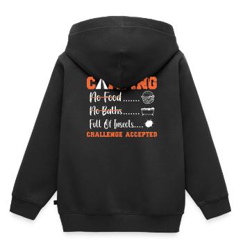 Défi de camping accepté - Sweat Premium à capuche enfant bio - noir - Dos - AI Model Kid Male (0cm)