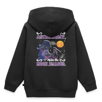 Je suis tellement passionné d’astronomie que je rends la lune jalouse. - Sweat Premium à capuche enfant bio - noir - Dos - AI Model Kid Male (0cm)
