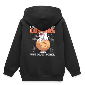 Je trouve du réconfort dans le cosmos et les zones mortes du WiFi. - Sweat Premium à capuche enfant bio - noir - Dos - AI Model Kid Male (0cm)