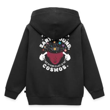 Je suis lié à la terre, mais mon est perdu dans le cosmos. - Sweat Premium à capuche enfant bio - noir - Dos - AI Model Kid Male (0cm)