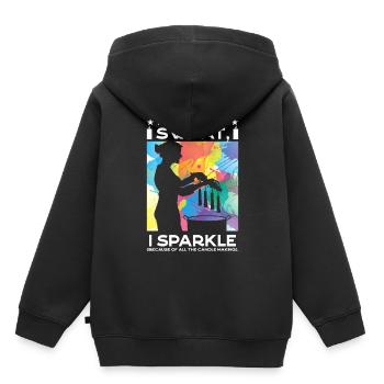 Je pétille (à cause de toutes les bougies qui me sont fabriquées). - Sweat Premium à capuche enfant bio - noir - Dos - AI Model Kid Male (0cm)