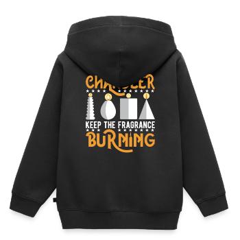 Chandler halten den Duft am Brennen - Kinder Premium Organic Hoodie - Schwarz - Hinten - AI Model Kid Male (0cm)
