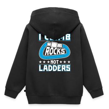 Je grimpe sur des rochers, pas sur des échelles - Sweat Premium à capuche enfant bio - noir - Dos - AI Model Kid Male (0cm)