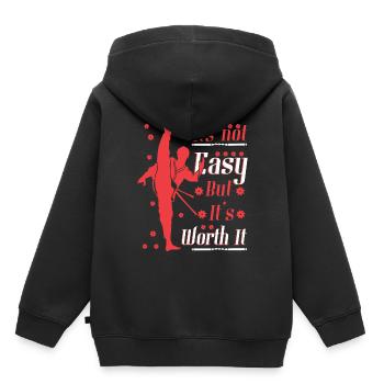 Es ist nicht einfach, aber es lohnt sich - Kinder Premium Organic Hoodie - Schwarz - Hinten - AI Model Kid Male (0cm)