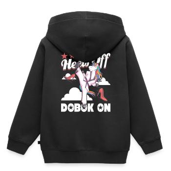 Absätze von Dobok an - Kinder Premium Organic Hoodie - Schwarz - Hinten - AI Model Kid Male (0cm)