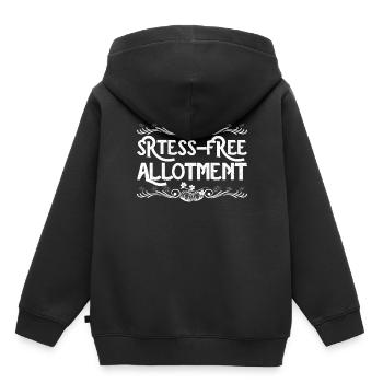 Stressfreier Schrebergarten - Kinder Premium Organic Hoodie - Schwarz - Hinten - AI Model Kid Male (0cm)