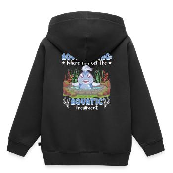 Là où les poissons reçoivent le traitement « aquatique ». - Sweat Premium à capuche enfant bio - noir - Dos - AI Model Kid Male (0cm)
