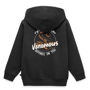 Ob ich giftig bin, hängt von dir ab - Kinder Premium Organic Hoodie - Schwarz - Hinten - AI Model Kid Male (0cm)
