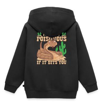 Es ist nicht giftig, wenn es dich beißt - Kinder Premium Organic Hoodie - Schwarz - Hinten - AI Model Kid Male (0cm)