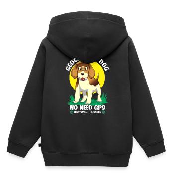 Geocaching dog no need GPS they smell the cache - Kids Premium Organic Hoodie - black - Back - AI Model Kid Male (0cm)
