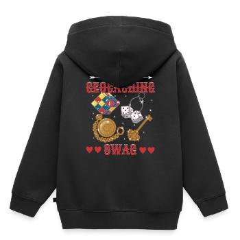 J’adore Geocaching Swag - Sweat Premium à capuche enfant bio - noir - Dos - AI Model Kid Male (0cm)