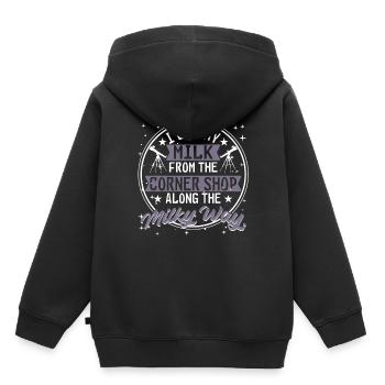 my milk from the corner shop along the milky way. - Kids Premium Organic Hoodie - black - Back - AI Model Kid Male (0cm)