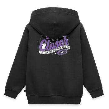 The closer you look the further you go - Kids Premium Organic Hoodie - black - Back - AI Model Kid Male (0cm)