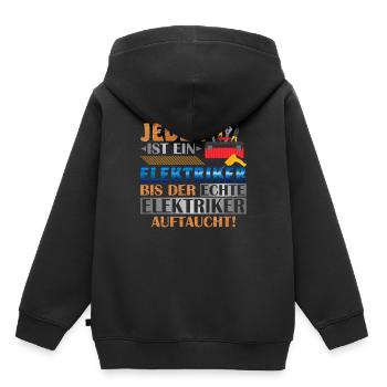 Jeder Ist Ein Elektriker Bis Der Echte Elektriker - Kinder Premium Organic Hoodie - Schwarz - Hinten - AI Model Kid Male (0cm)