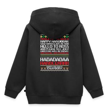 Monica Monica Heureux Hanoukka Heureux Père Noël - Sweat Premium à capuche enfant bio - noir - Dos - AI Model Kid Male (0cm)
