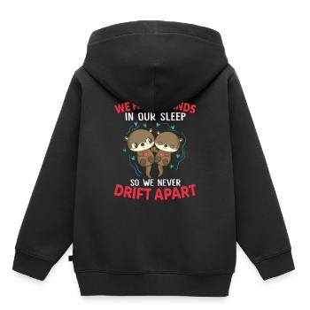 Nous nous tenons la main dans notre sommeil pour ne jamais nous séparer - Sweat Premium à capuche enfant bio - noir - Dos - AI Model Kid Male (0cm)