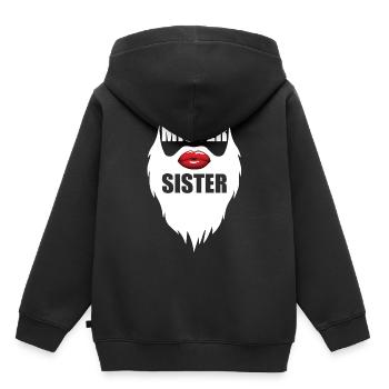 Mister Sister Bearded Lèvres Rouges Drôle - Sweat Premium à capuche enfant bio - noir - Dos - AI Model Kid Male (0cm)