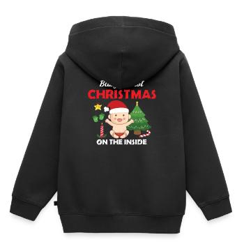 Baby’s First Christmas On The Inside Funny - Sweat Premium à capuche enfant bio - noir - Dos - AI Model Kid Male (0cm)
