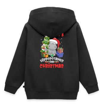 I Want A Hippopotamus For Christmas Funny - Kinder Premium Organic Hoodie - Schwarz - Hinten - AI Model Kid Male (0cm)