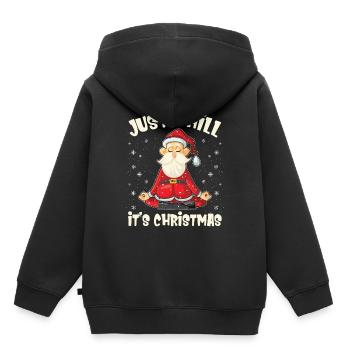 Juste Chill It’s Christmas Funny Yoga Meditation - Sweat Premium à capuche enfant bio - noir - Dos - AI Model Kid Male (0cm)