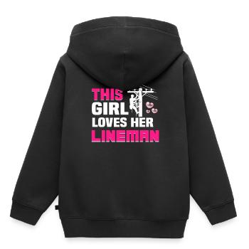 Cette fille aime son industrie d'électricien Lineman - Sweat Premium à capuche enfant bio - noir - Dos - AI Model Kid Male (0cm)