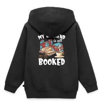 My Weekend Is All Booked Funny Book Lover - Kinder Premium Organic Hoodie - Schwarz - Hinten - AI Model Kid Male (0cm)