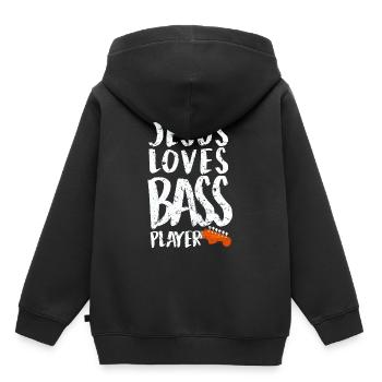 Jesus Loves Bass Players Funny Guitar Bass Playing - Sweat Premium à capuche enfant bio - noir - Dos - AI Model Kid Male (0cm)