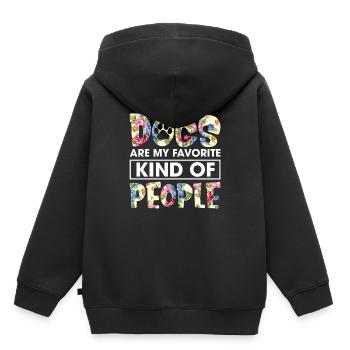 Les chiens sont mon genre préféré de personnes Funny Flower - Sweat Premium à capuche enfant bio - noir - Dos - AI Model Kid Male (0cm)