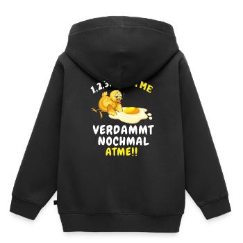 Atme verdammt nochmal atme lustiges Küken - Kinder Premium Organic Hoodie - Schwarz - Hinten - AI Model Kid Male (0cm)