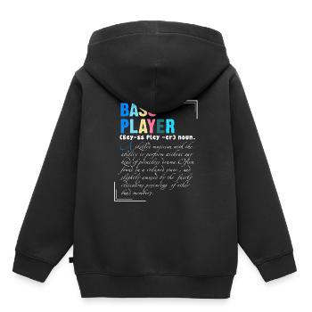 Bass Player Un musicien qualifié avec capacité - Sweat Premium à capuche enfant bio - noir - Dos - AI Model Kid Male (0cm)