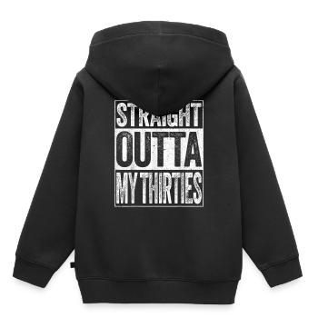 straight outta my thirties - Kinder Premium Organic Hoodie - Schwarz - Hinten - AI Model Kid Male (0cm)
