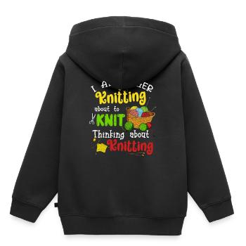 Knitting About To Knit Thinking About Knitting - Kids Premium Organic Hoodie - black - Back - AI Model Kid Male (0cm)