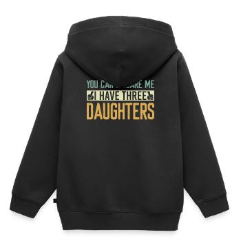 Tu ne peux pas me faire peur J'ai trois filles - Sweat Premium à capuche enfant bio - noir - Dos - AI Model Kid Male (0cm)