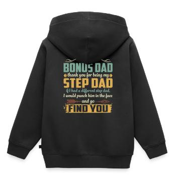 Cher papa bonus, merci d'être mon beau-père - Sweat Premium à capuche enfant bio - noir - Dos - AI Model Kid Male (0cm)