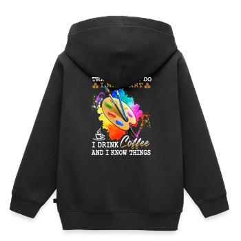 That's What I Do I Make Art I Drink Coffee - Kinder Premium Organic Hoodie - Schwarz - Hinten - AI Model Kid Male (0cm)