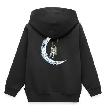 Mond Schaukel - Kinder Premium Organic Hoodie - Schwarz - Hinten - AI Model Kid Male (0cm)
