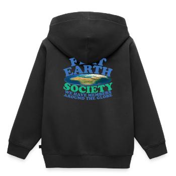 Flat Earth Society Members Around The Globe - Sweat Premium à capuche enfant bio - noir - Dos - AI Model Kid Male (0cm)