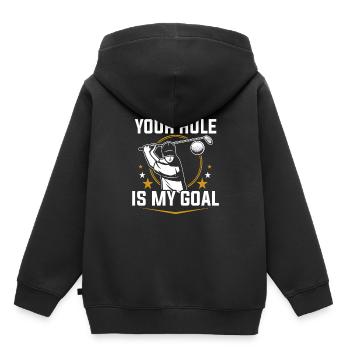 Ton trou est ma cible - Sweat Premium à capuche enfant bio - noir - Dos - AI Model Kid Male (0cm)