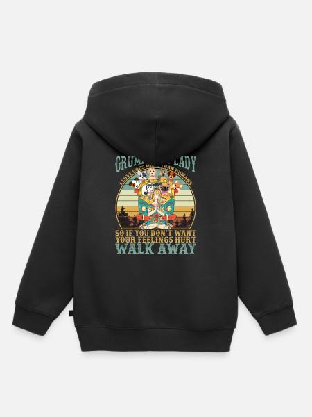 Grumpy Old Lady Vintage Retro - Kids Premium Organic Hoodie - black